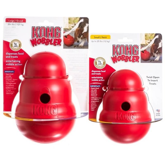 Brinquedo Dispenser para Ração ou Petisco Kong Wobbler Vermelho