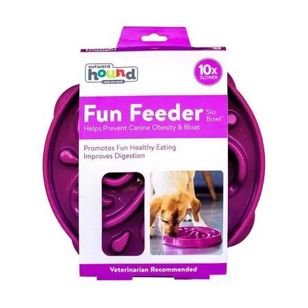 Comedouro Lento Outward Hound Fun Feeder Roxo P/M