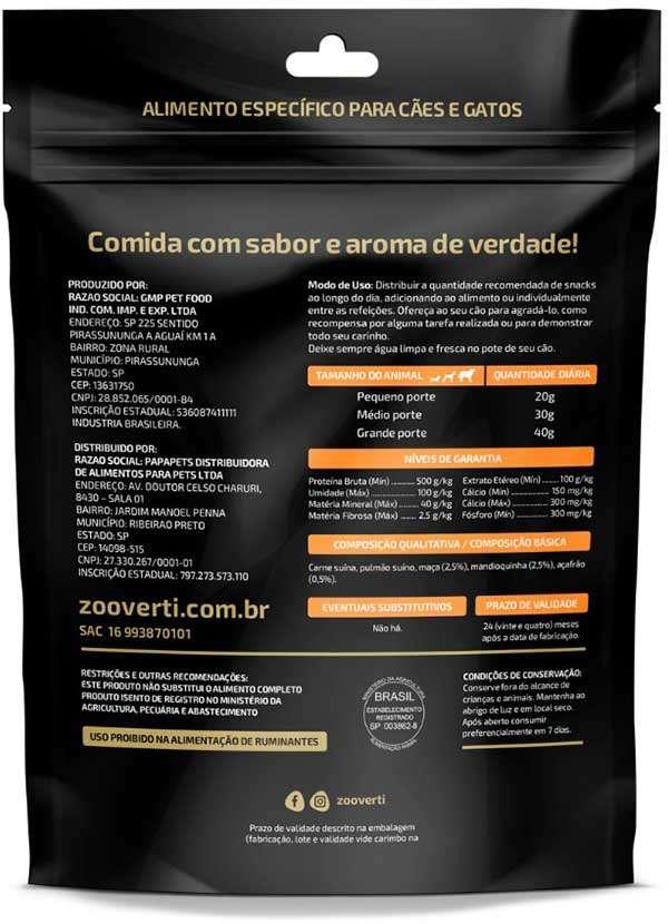 Petisco Papapets Zooverti Desidratado Carne Suína para Cães e Gatos - Image 2
