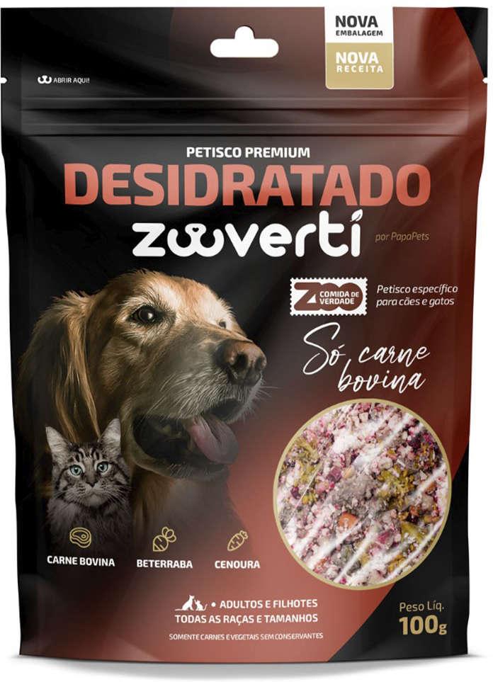Petisco Papapets Zooverti Desidratado Carne Bovina para Cães e Gatos